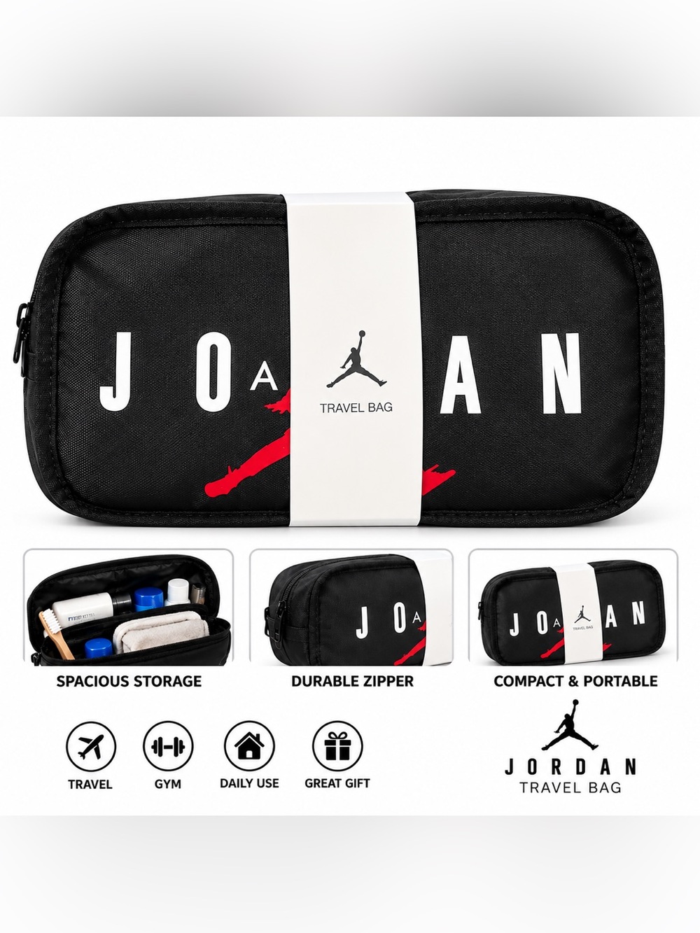 Jordan Black & Red Men's Travel Toiletry Bag